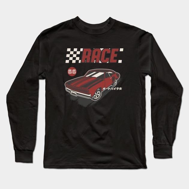 Retro Muscle Car Vintage Racing Car Lover Long Sleeve T-Shirt by Foxxy Merch